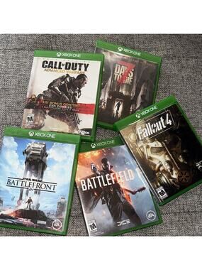 X box 1 game bundle call of duty, fallout 4, battle front, battlefield 1, 7days